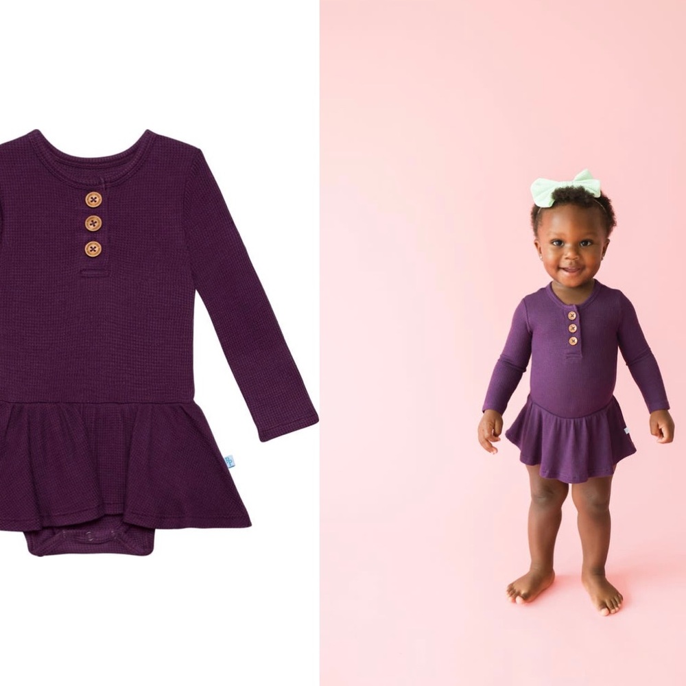 Posh Peanut waffle knit skirted bodysuit size 0/3- NWT - Picture 3 of 4